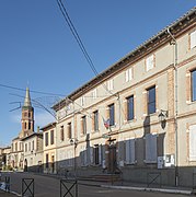 Launac (Haute-Garonne) France. Facade of Town hall.