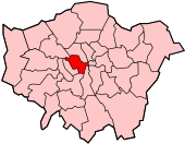 Location of the London Borough of the City of Westminster in Greater London