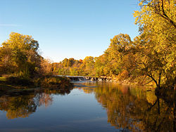 Warrenville Grove Forest Preserve on the West Branch of the DuPage River, where Julius Warren claimed land in 1833.