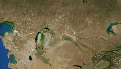 Satellite view of Kyzyl Kum desert