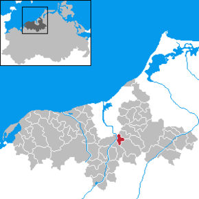 Location of Kessin within the former district of Bad Doberan