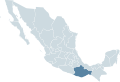 Locator map for the state of Oaxaca within Mexico.