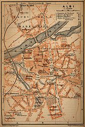 carte du centre d'Albi en 1914