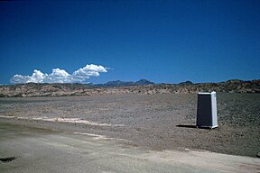 Chemical water closed on the desert road