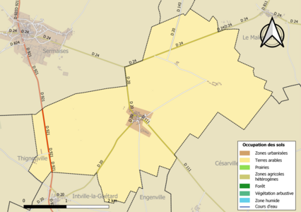 Carte des infrastructures et de l'occupation des sols en 2018 (CLC) de la commune.