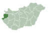 Map of Hungary highlighting Vas County