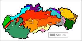 Poloha Košickej kotliny v rámci Slovenska