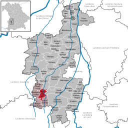 Läget för Mickhausen i Landkreis Augsburg