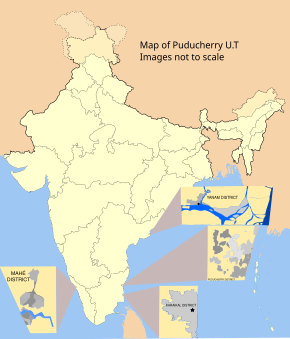 Map showing the districts of Puducherry