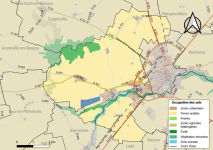 Carte des infrastructures et de l'occupation des sols de la commune en 2018 (CLC).