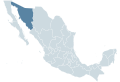 Locator map for the state of Sonora within Mexico.