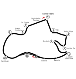 Route of the Montjuïc Circuit as laid out for the Spanish Grand Prix