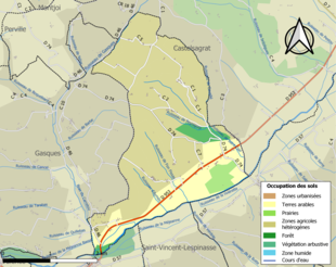 Carte en couleurs présentant l'occupation des sols.