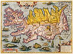 Islandia (carte de l'Islande), Abraham Ortelius, v. 1590.