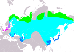 Distribución de Anser erythropus