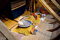 Reconstructie van de grafkamer van het scheepsgraf van Sutton Hoo, Sutton Hoo Exhibition Hall