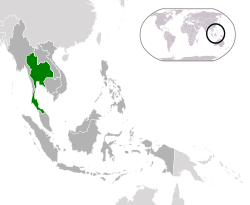  थाइल्यान्ड-अवस्थिति (हरियो) Southeast Asia-এ (dark grey)  –  [व्याख्या]