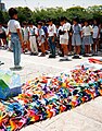 Origami-Kraniche am Sadako-Sasaki-Denkmal in Hiroshima