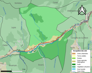 Carte en couleurs présentant l'occupation des sols.