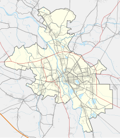 Mapa konturowa Opola, w centrum znajduje się punkt z opisem „Katedra Podwyższenia Krzyża Świętego w Opolu”