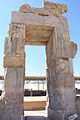 The King fighting with the unicorn in bas-relief at Persepolis.