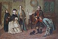 Mr Honeywell introduces the bailiffs to Miss Richland as his friends. Signed and dated W.P.Frith 1850 Oil on board. 17 x 24.5 cm (Scene from the play "The Good-Natured Man" by Oliver Goldsmith)