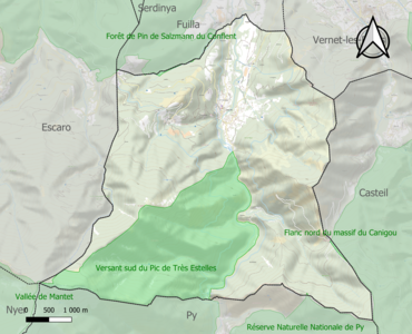 Carte de la ZNIEFF de type 1 sur la commune.