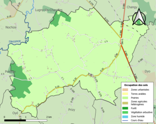 Carte en couleurs présentant l'occupation des sols.