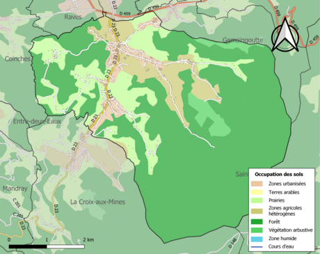 Carte en couleurs présentant l'occupation des sols.