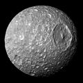 NASA's Cassini image of Saturn's moon Mimas.