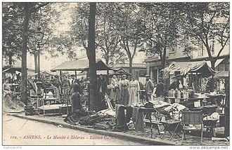 Carte postale ancienne (circa 1910) - Amiens, le Marché à Rèderies