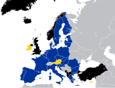 Evropske članice v EU-ju in v NATO   članice le v EU   članice le v NATO   članice obeh