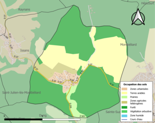 Carte en couleurs présentant l'occupation des sols.