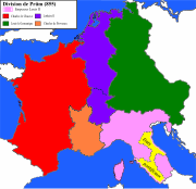 Le royaume de Provence en 855 à la division du royaume de l'empereur Lothaire Ier après le traité de Prüm