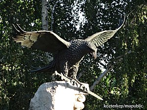 Turul bird, Millenium memorial in Berekfürdő, Hungary (2001)