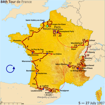 Route of the 1997 Tour de France