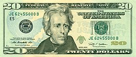 Biljet van 20 dollar met afbeelding van president Andrew Jackson