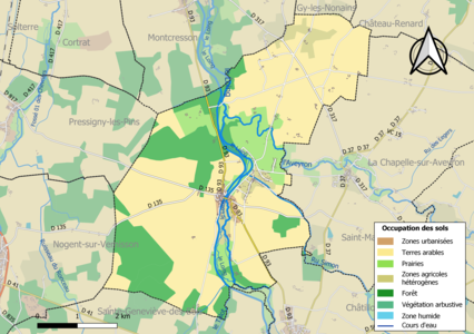 Carte des infrastructures et de l'occupation des sols de la commune en 2018 (CLC).