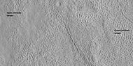 Open and closed brain terrain with labels, as seen by HiRISE under HiWish program