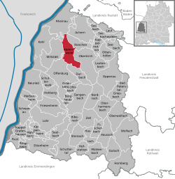 Elhelyezkedése Baden-Württemberg térképén