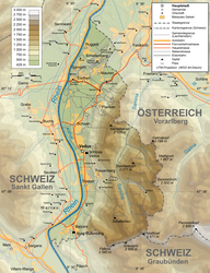 Topografische Karte Liechtensteins (von Bourrichon)