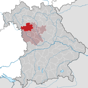 Beliggenheden af Landkreis Neustadt an der Aisch-Bad Windsheim i Bayern (klikbart kort)