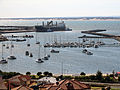 View west of the harbour from the lookout tower, August 2007