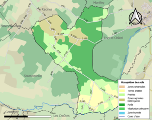 Carte en couleurs présentant l'occupation des sols.