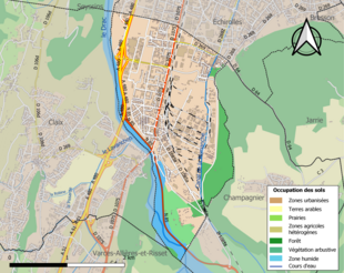 Carte en couleurs présentant l'occupation des sols.