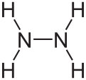 Skeletal formula of hydrazine with all explicit hydrogens added