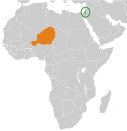 Map indicating locations of Israel and Niger