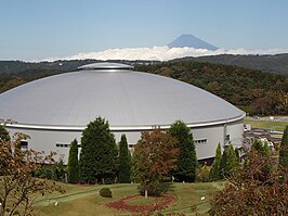 De Velodroom van Izu, met de Fuji op de achtergrond