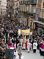 Un momento della sfilata della Real maestranza, durante il mercoledì santo.