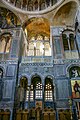 Intérieur du catholicon, paroi nord-ouest. Dans la trompe, mosaïque du baptême du Christ.